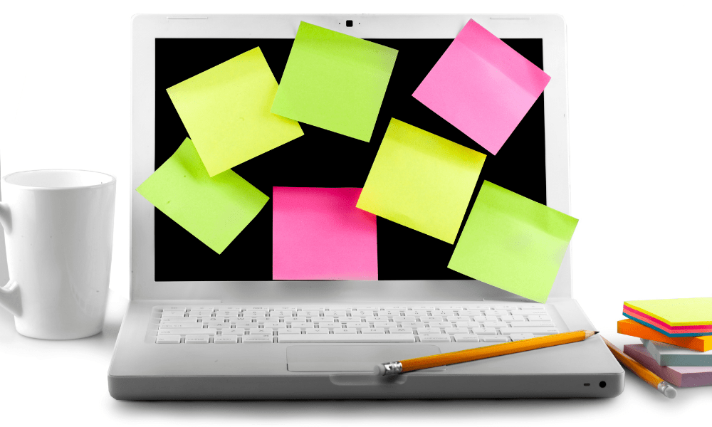 post it notes on a computer screen