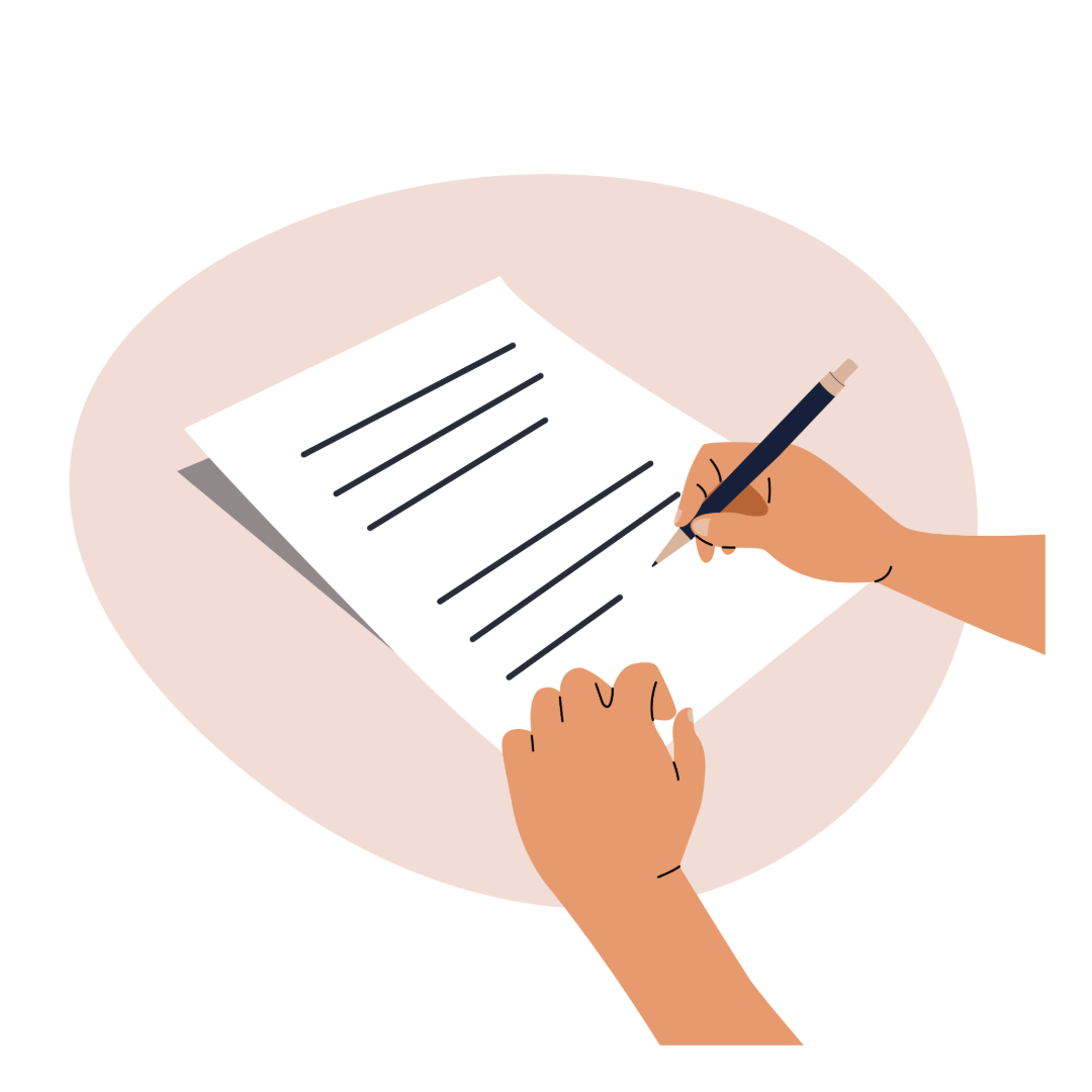 two hands writing 