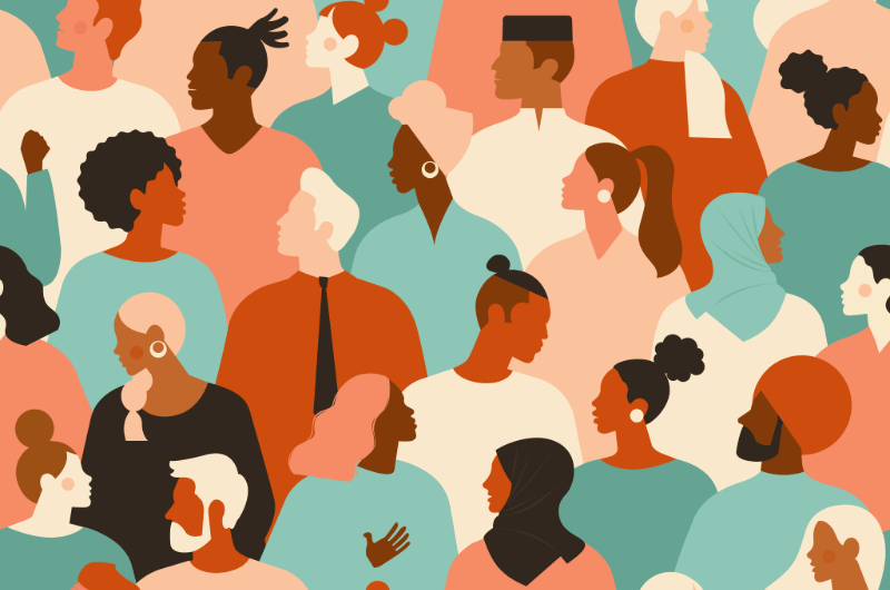 abstract graphic of people talking 