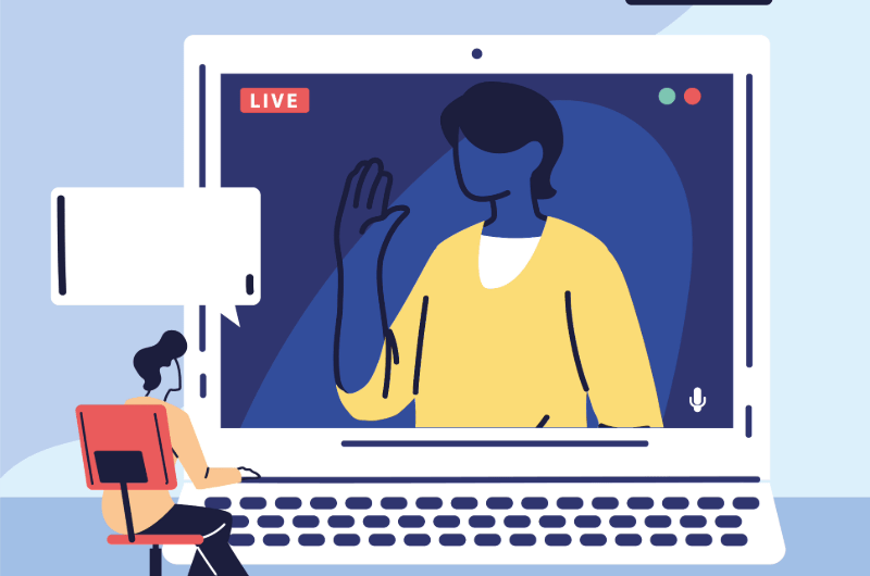Student in virtual meeting with instructor 